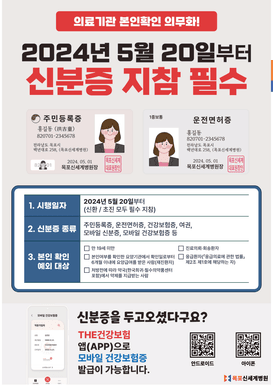 2024년 5월 20일 (월)부터 시행되는 의료기관 본인확인 의무화를 알리는 이미지